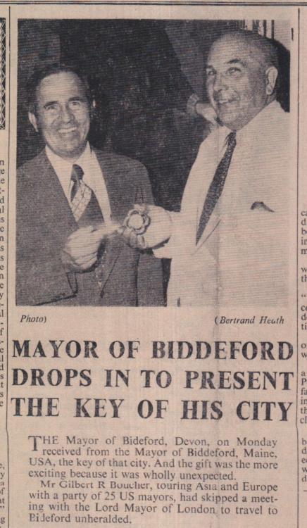 July 1973 Bideford Mayor of Biddeford key to city