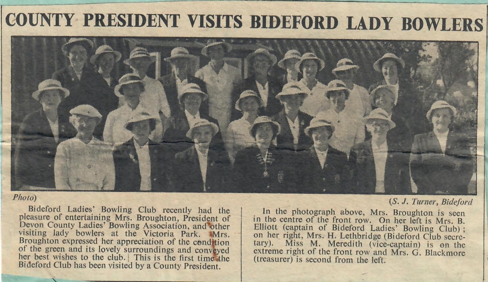 County President Visits Bideford Lady Bowlers 4.9.1953