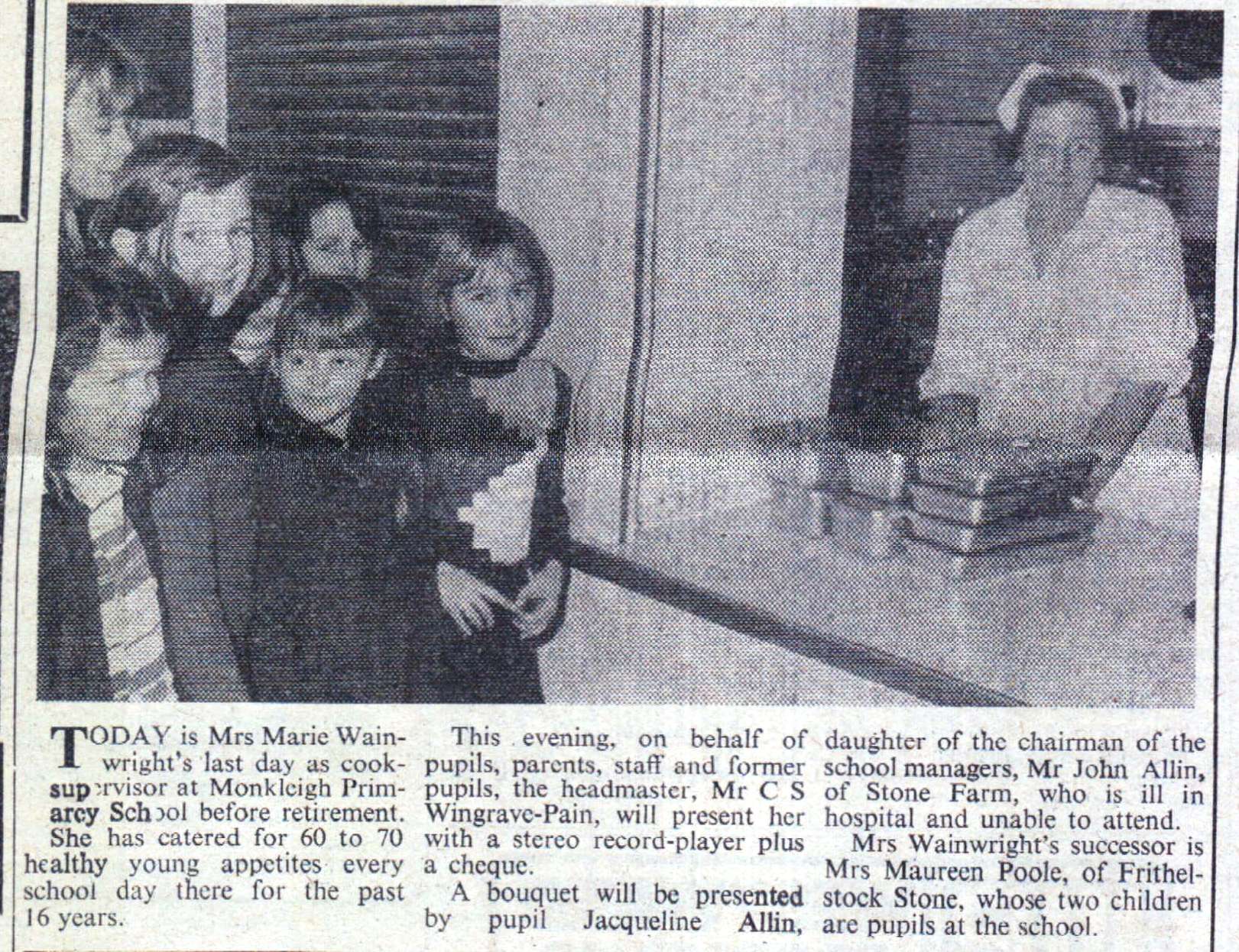 20.2.1976 Mrs Wainwright Monkleigh